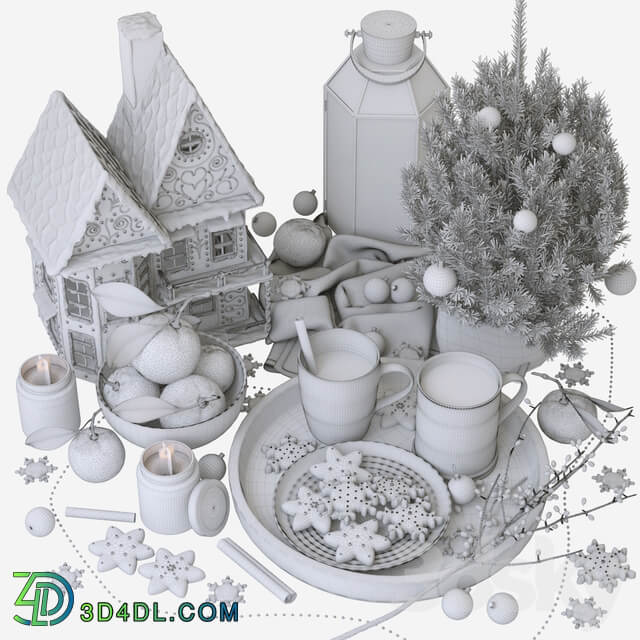 Decorative set with gingerbread house