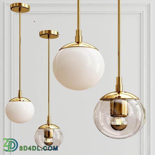 Modo mono brass color clear glass Pendant light 3D Models