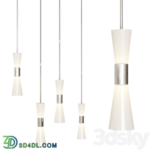 Clarkson Medium Narrow Pendant by AERIN Nickel and Milk glass Pendant light 3D Models