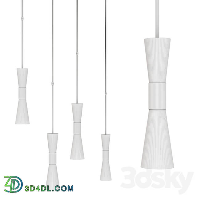 Clarkson Medium Narrow Pendant by AERIN Nickel and Milk glass Pendant light 3D Models