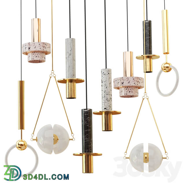 Set from four suspendeds chandeliers in modern style Pendant light 3D Models