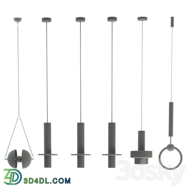 Set from four suspendeds chandeliers in modern style Pendant light 3D Models