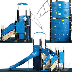 Kids playground equipment with slide climbing 03 3D Models 