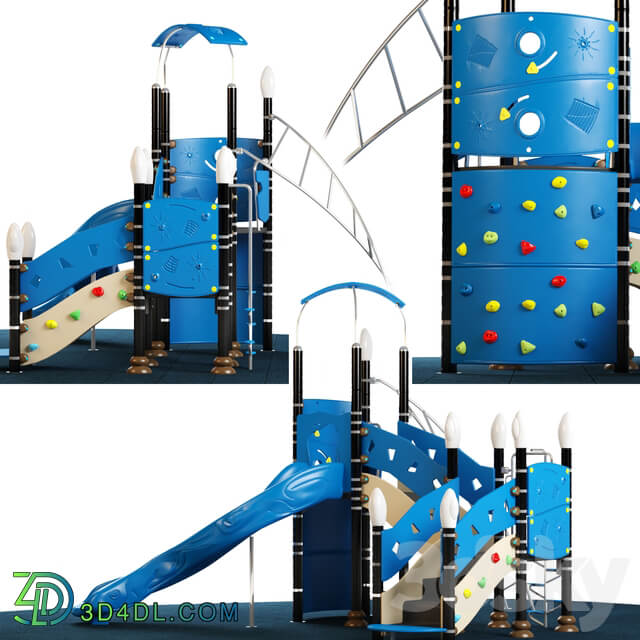 Kids playground equipment with slide climbing 03 3D Models