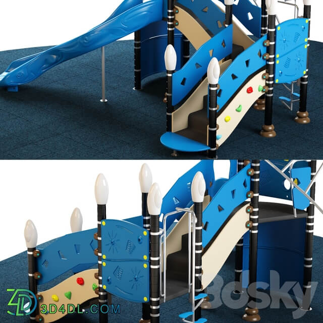 Kids playground equipment with slide climbing 03 3D Models