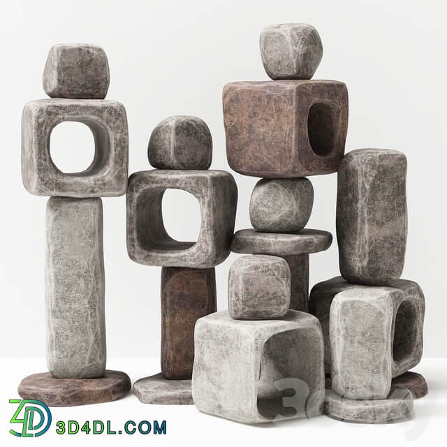 Other decorative objects Stone cube lamp