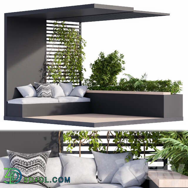 Roof Garden and Balcony Furniture Black Set Other 3D Models