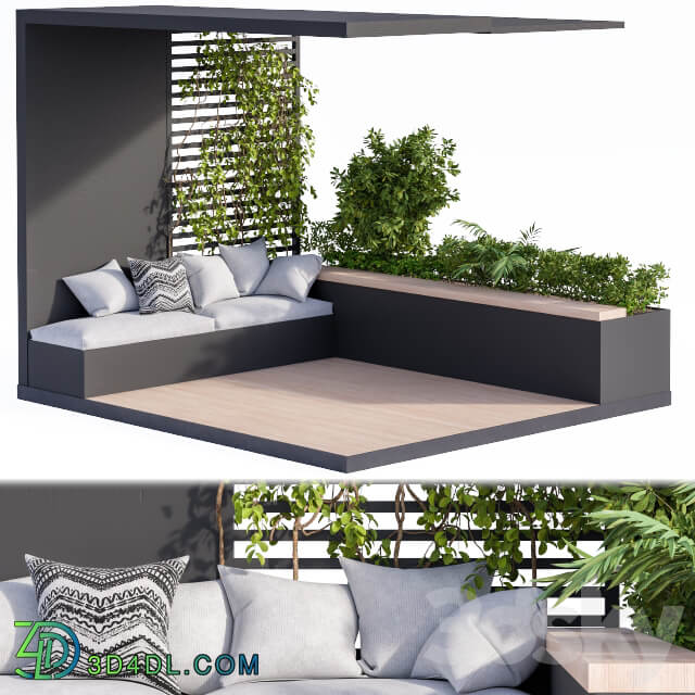 Roof Garden and Balcony Furniture Black Set Other 3D Models