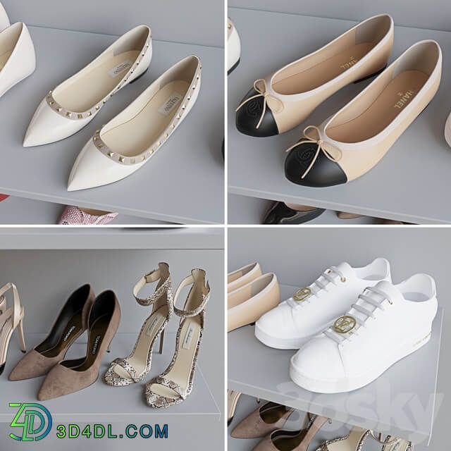 Set of women 39 s shoes 1 Footwear 3D Models