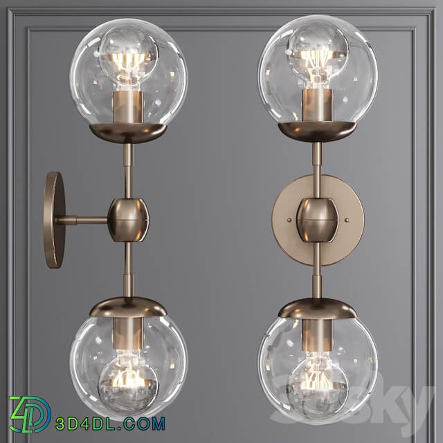 Modo Sconce 2 Globes Bronze and Clear Glass