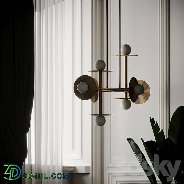 Nodes 8 Light Linear Suspension by Kelly Wearstler Pendant light 3D Models