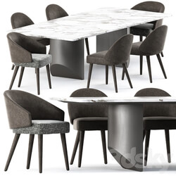 Table Chair Lawson Dining Chair and Wedge Dining Table by Minotti 
