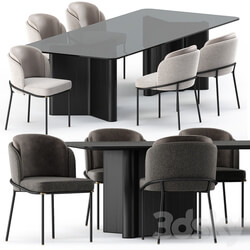 Table Chair FIL NOIR chair and LOU Dining Table by Minotti 