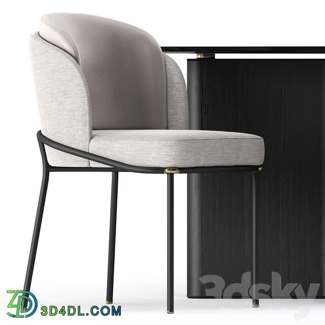 Table Chair FIL NOIR chair and LOU Dining Table by Minotti