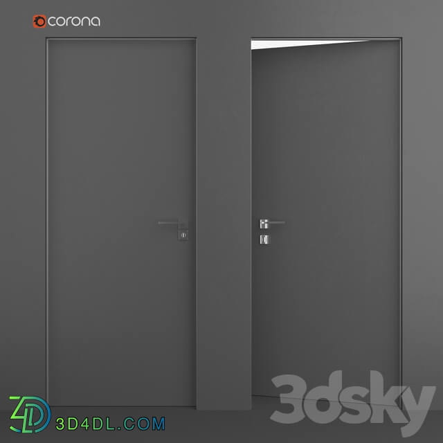 Flush mounted interior door