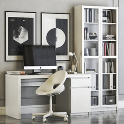 IKEA MALM workplace with LOBERGET chair and BILLY OXBERG bookcase 