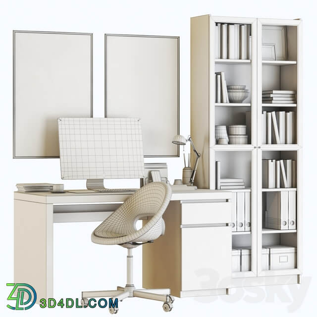 IKEA MALM workplace with LOBERGET chair and BILLY OXBERG bookcase