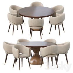 Table Chair GRACE ARMCHAIR and POINT REYES BOTTICELLI LARGE ROUND DINING TABLE 