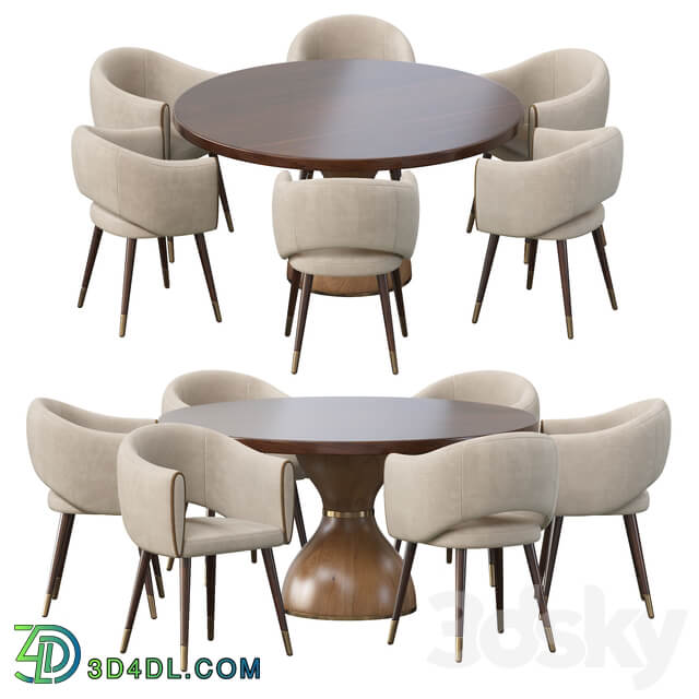 Table Chair GRACE ARMCHAIR and POINT REYES BOTTICELLI LARGE ROUND DINING TABLE