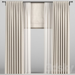 Curtains with tulle and a roman curtain. 