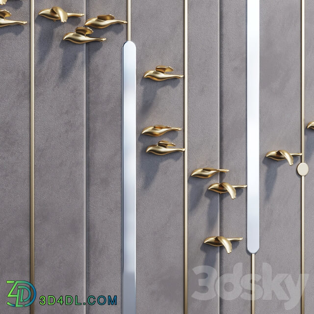 Decorative panel Birds Gold 9