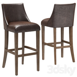 Restoration Hardware Ella Leather Armless Stool 