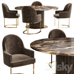Table Chair Italian Designer Marble Round Dining Table And Chairs Set 