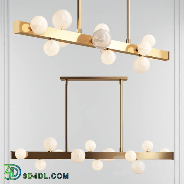 Mini Hinsdale 12 Light Sputnik Linear LED Chandelier Pendant light 3D Models