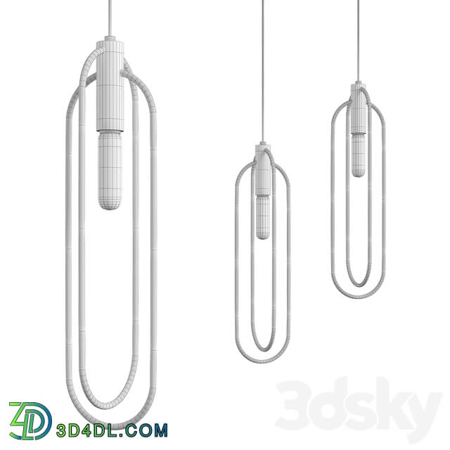 Brass tube hanger Pendant light 3D Models