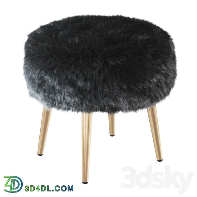 Round chair black fur