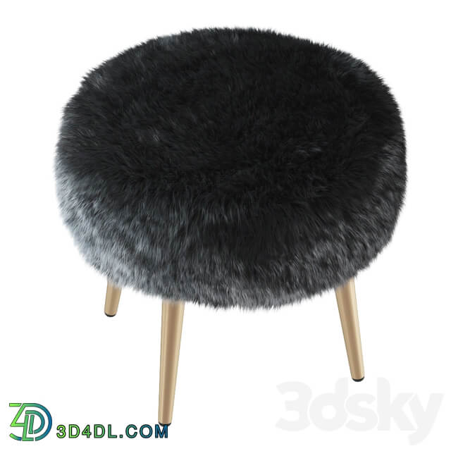 Round chair black fur