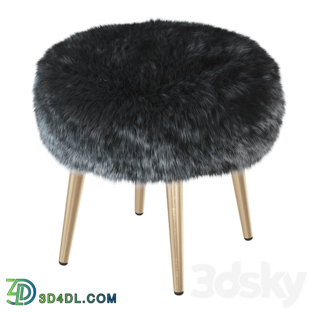 Round chair black fur