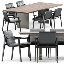 Table Chair FYNN chair and LINHA DINING TABLE 4 by Minotti 