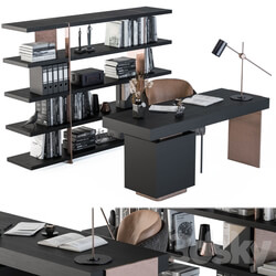 Minotti carson writing table with Rack 