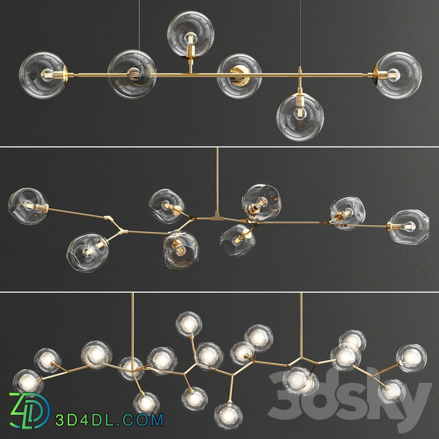 Collection branching chandeliers Pendant light 3D Models