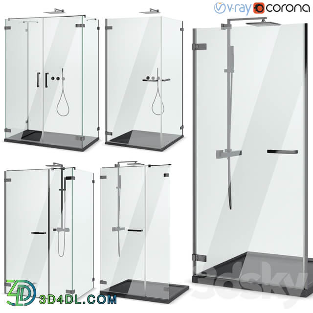 Shower enclosures and doors Radaway Arta black set 102