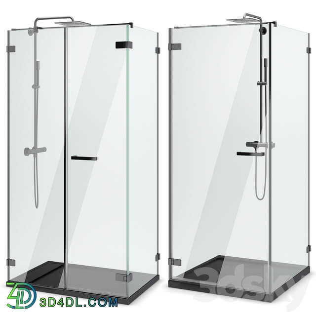 Shower enclosures and doors Radaway Arta black set 103