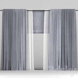 Curtains with roman and tulle. 