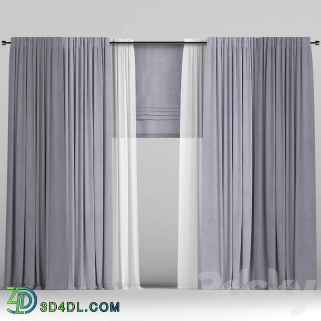 Curtains with roman and tulle.