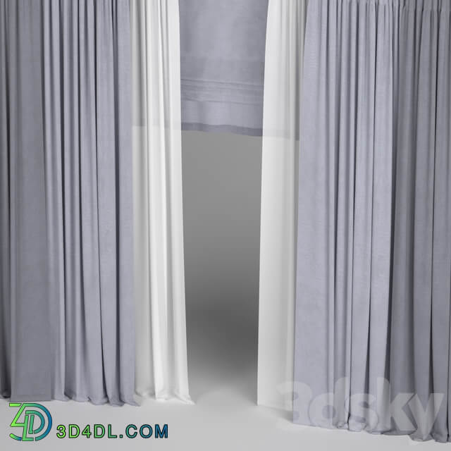 Curtains with roman and tulle.