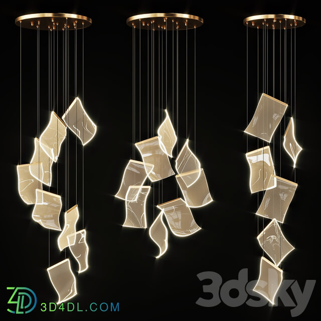 Pendant light Chandelier with Curved Acrylic Plates Miran