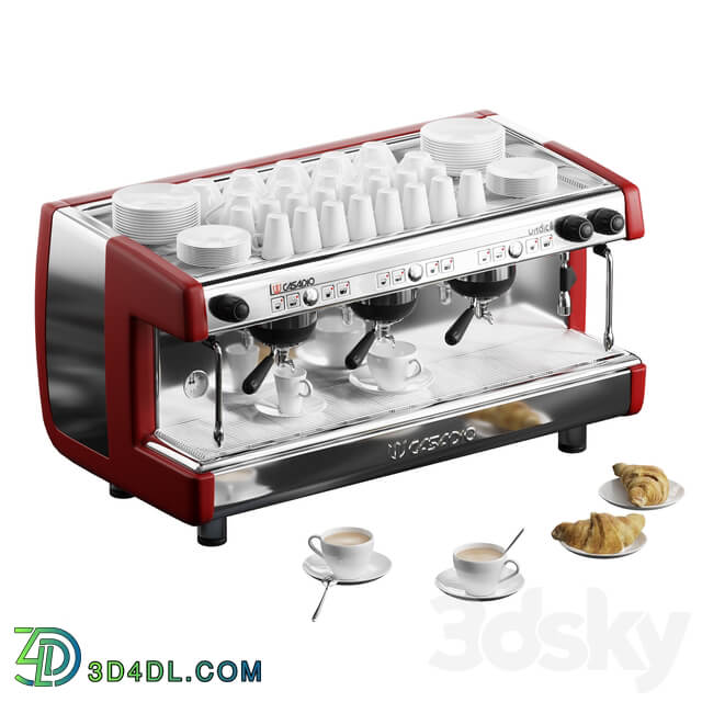 Casadio Undici coffee machines with croissants. 3 models