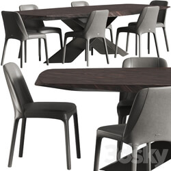 Table Chair Cattelan Italia Tyron Masterwood and Wilma Chair Dining Set 