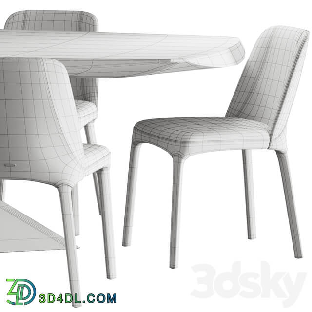 Table Chair Cattelan Italia Tyron Masterwood and Wilma Chair Dining Set