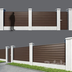 Fence made of corrugated board 5 options 3D Models 