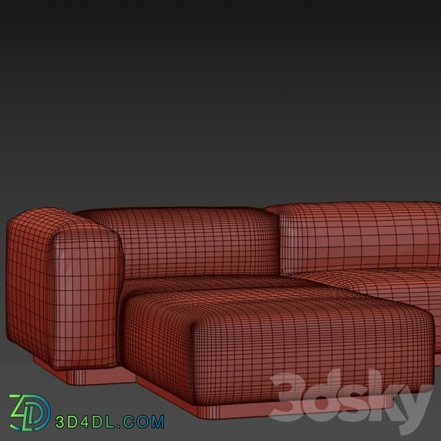 Vitra Soft Modular 3 Seat Longue Sofa