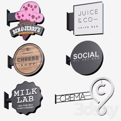 Set of console signs for cafes and shops 