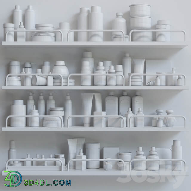Shelf with a set of cosmetics in a supermarket or for beauty salons 23 3D Models