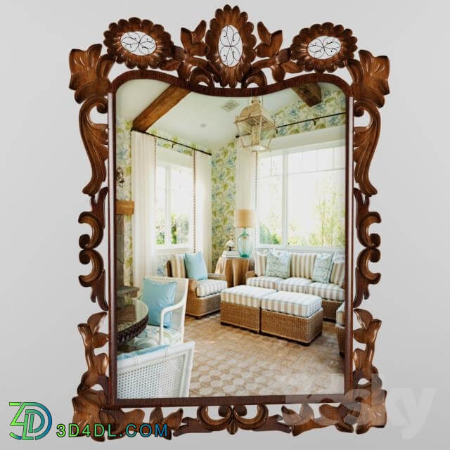 Mirror with wooden frame