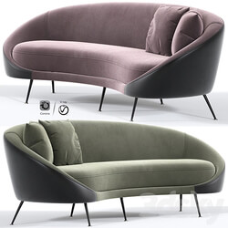 Italian Mid Century Modern Curved Sofa 